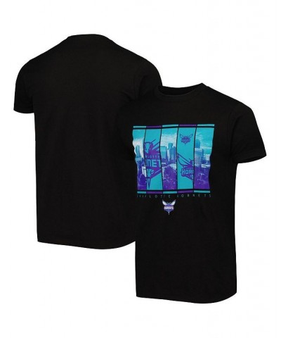 Men's Black Charlotte Hornets City Skyline T-shirt $23.39 T-Shirts