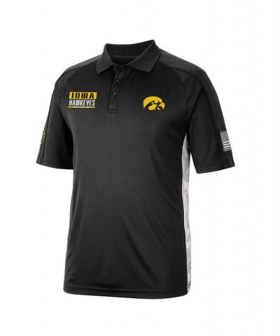 Men's Black Iowa Hawkeyes OHT Military-Inspired Appreciation Snow Camo Polo Shirt $31.19 Polo Shirts