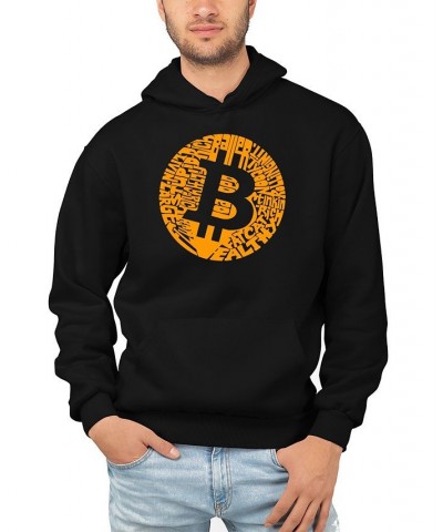 Men's Bitcoin Word Art Hooded Sweatshirt Black $32.39 Sweatshirt