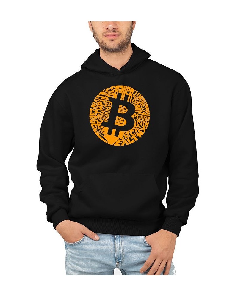 Men's Bitcoin Word Art Hooded Sweatshirt Black $32.39 Sweatshirt