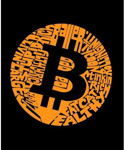 Men's Bitcoin Word Art Hooded Sweatshirt Black $32.39 Sweatshirt