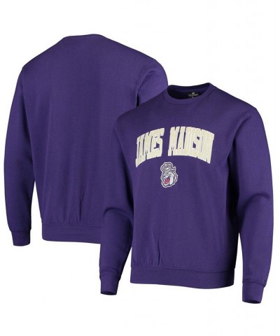 Men's Big and Tall Purple James Madison Dukes Arch Logo Tackle Twill Pullover Sweatshirt $30.59 Sweatshirt