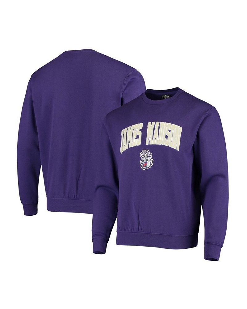 Men's Big and Tall Purple James Madison Dukes Arch Logo Tackle Twill Pullover Sweatshirt $30.59 Sweatshirt