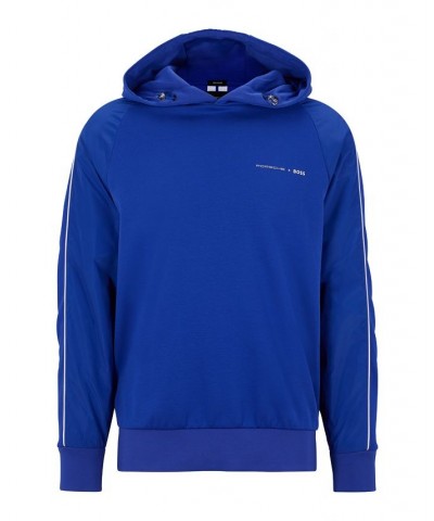 BOSS Men's Porsche Water-Repellent Mercerized-Cotton Blend Hoodie Blue $77.40 Sweatshirt