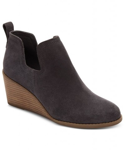 Women's Suede Kallie Wedge Booties Gray $51.23 Shoes