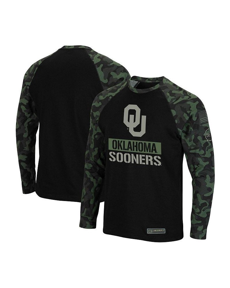 Men's Black and Camo Oklahoma Sooners OHT Military-Inspired Appreciation Big and Tall Raglan Long Sleeve T-shirt $29.40 T-Shirts