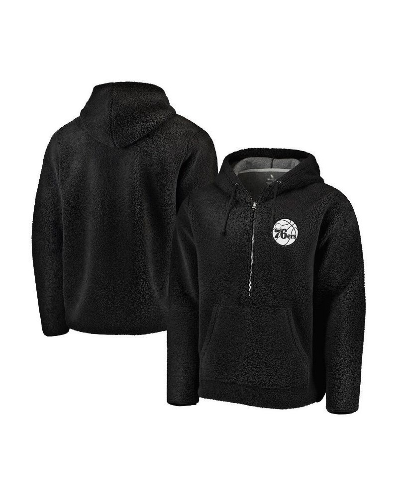 Men's Branded Black Philadelphia 76ers Sherpa Half-Zip Hoodie $35.70 Sweatshirt