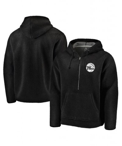 Men's Branded Black Philadelphia 76ers Sherpa Half-Zip Hoodie $35.70 Sweatshirt