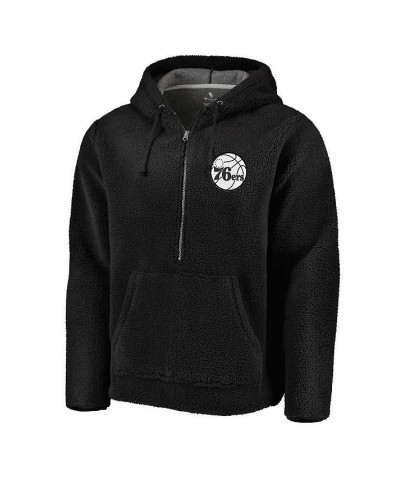 Men's Branded Black Philadelphia 76ers Sherpa Half-Zip Hoodie $35.70 Sweatshirt