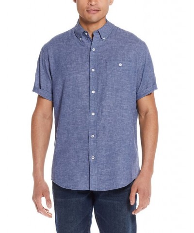 Men's Linen Cotton Slub Short Sleeve Button Down Shirt PD04 $37.10 Shirts