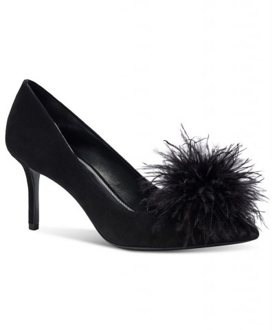 Women's Marabou Dress Heels Black $122.32 Shoes