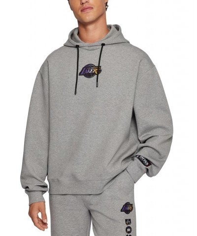 BOSS Men's NBA Los Angeles Lakers Cotton-Blend Hoodie Gray $71.94 Sweatshirt