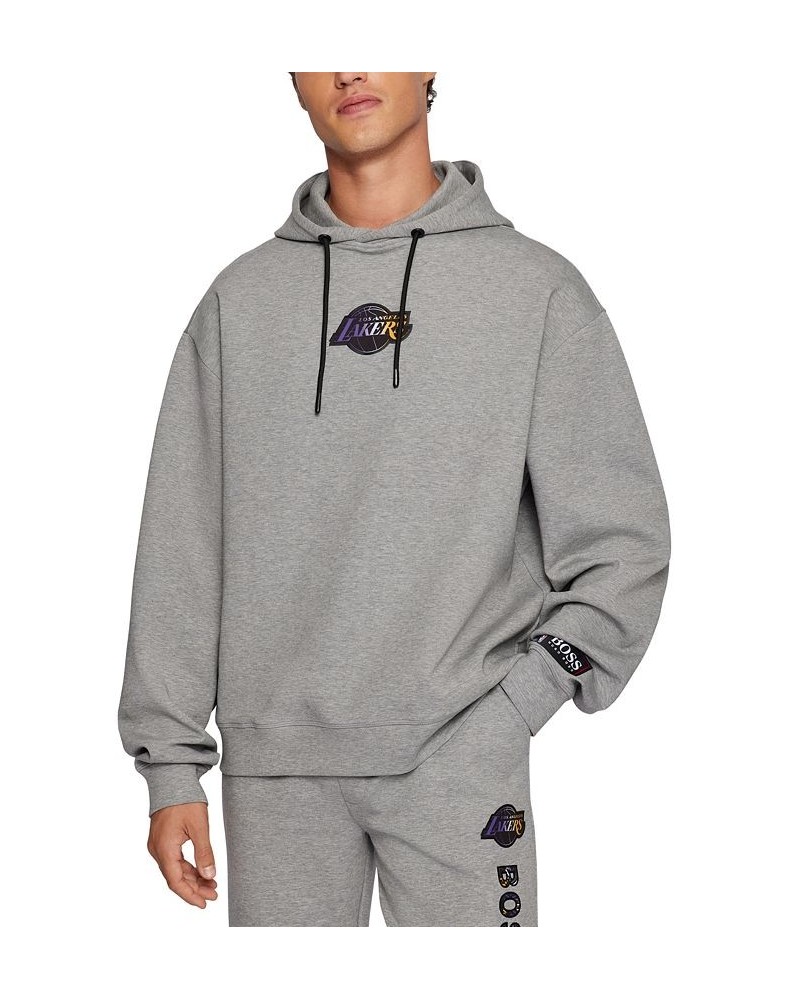 BOSS Men's NBA Los Angeles Lakers Cotton-Blend Hoodie Gray $71.94 Sweatshirt