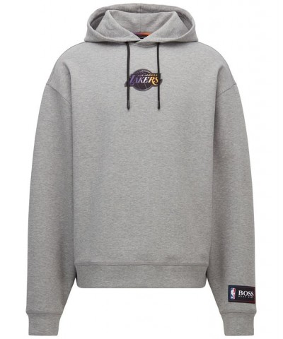 BOSS Men's NBA Los Angeles Lakers Cotton-Blend Hoodie Gray $71.94 Sweatshirt