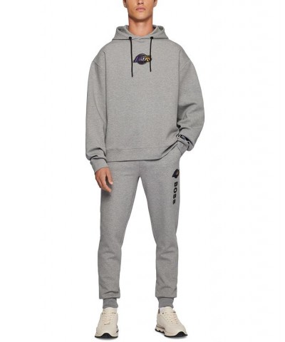 BOSS Men's NBA Los Angeles Lakers Cotton-Blend Hoodie Gray $71.94 Sweatshirt