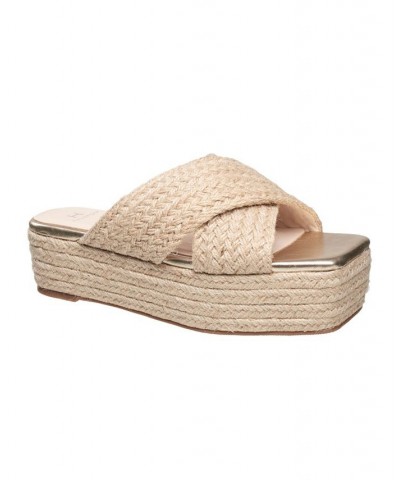 Women's Braided Slip On Wedge Sandals Tan/Beige $45.76 Shoes