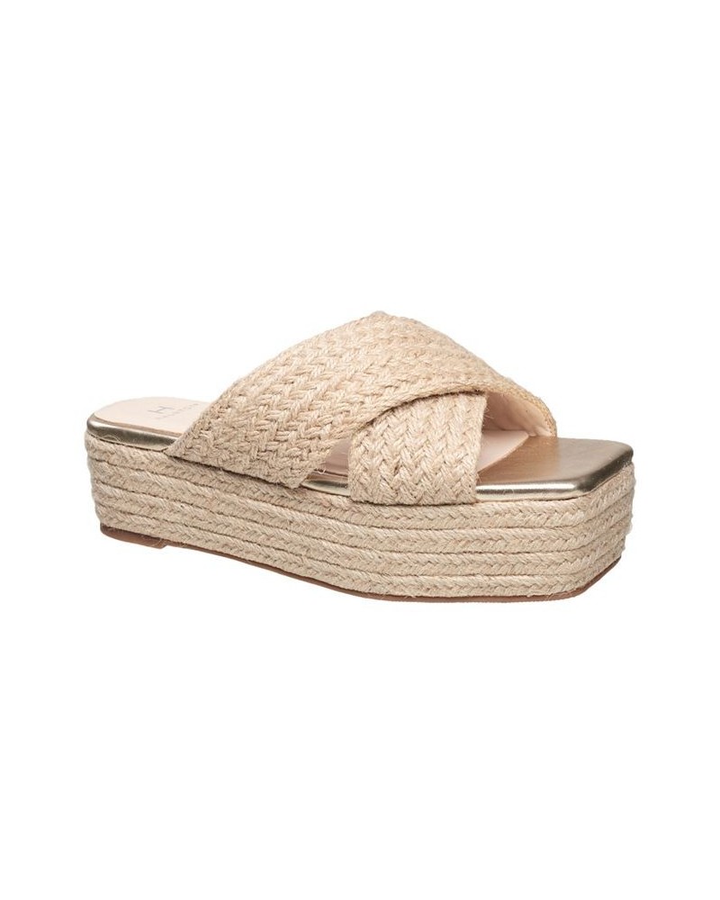 Women's Braided Slip On Wedge Sandals Tan/Beige $45.76 Shoes