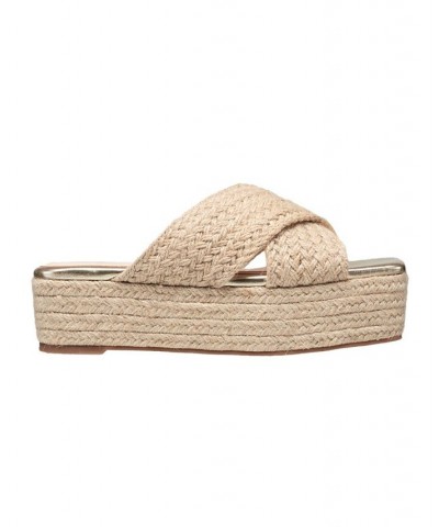 Women's Braided Slip On Wedge Sandals Tan/Beige $45.76 Shoes