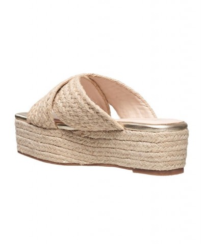 Women's Braided Slip On Wedge Sandals Tan/Beige $45.76 Shoes