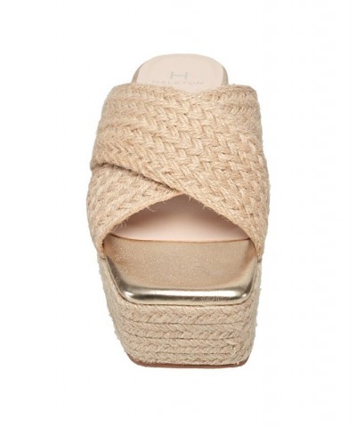 Women's Braided Slip On Wedge Sandals Tan/Beige $45.76 Shoes