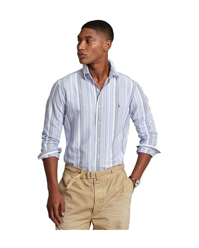 Men's Classic-Fit Striped Oxford Shirt Blue $49.95 Shirts