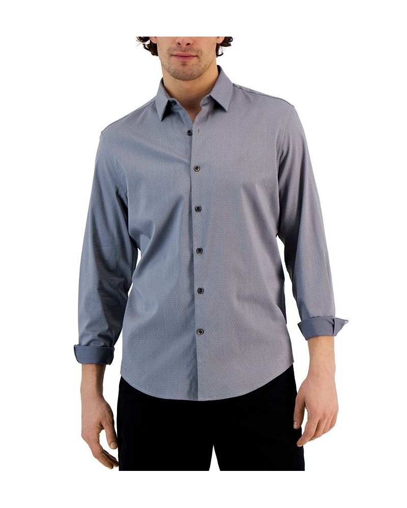 Men's Modern Classic-Fit Stretch Dot Dobby Button-Down Shirt Gray $19.19 Shirts