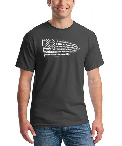 Men's Pledge of Allegiance Flag Word Art T-shirt Gray $15.05 T-Shirts