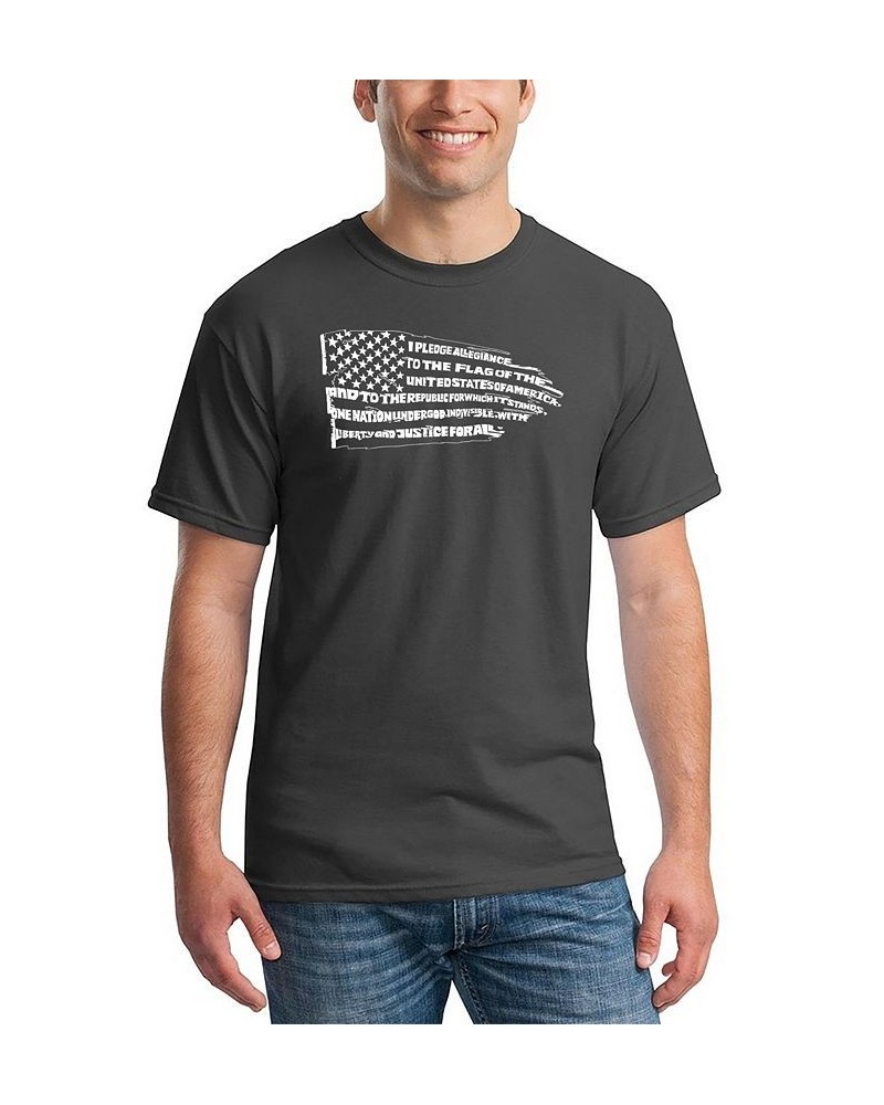 Men's Pledge of Allegiance Flag Word Art T-shirt Gray $15.05 T-Shirts