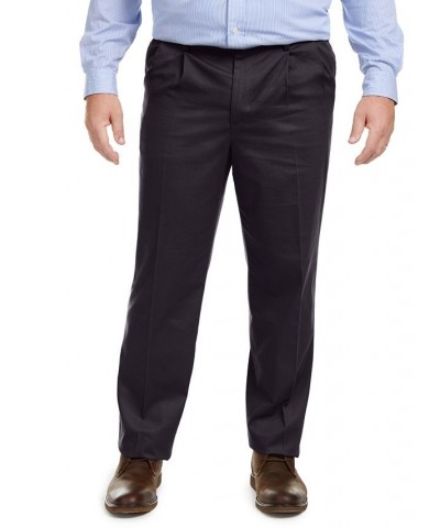 Men's Big & Tall Signature Lux Cotton Classic Fit Pleated Creased Stretch Khaki Pants Blue $34.79 Pants