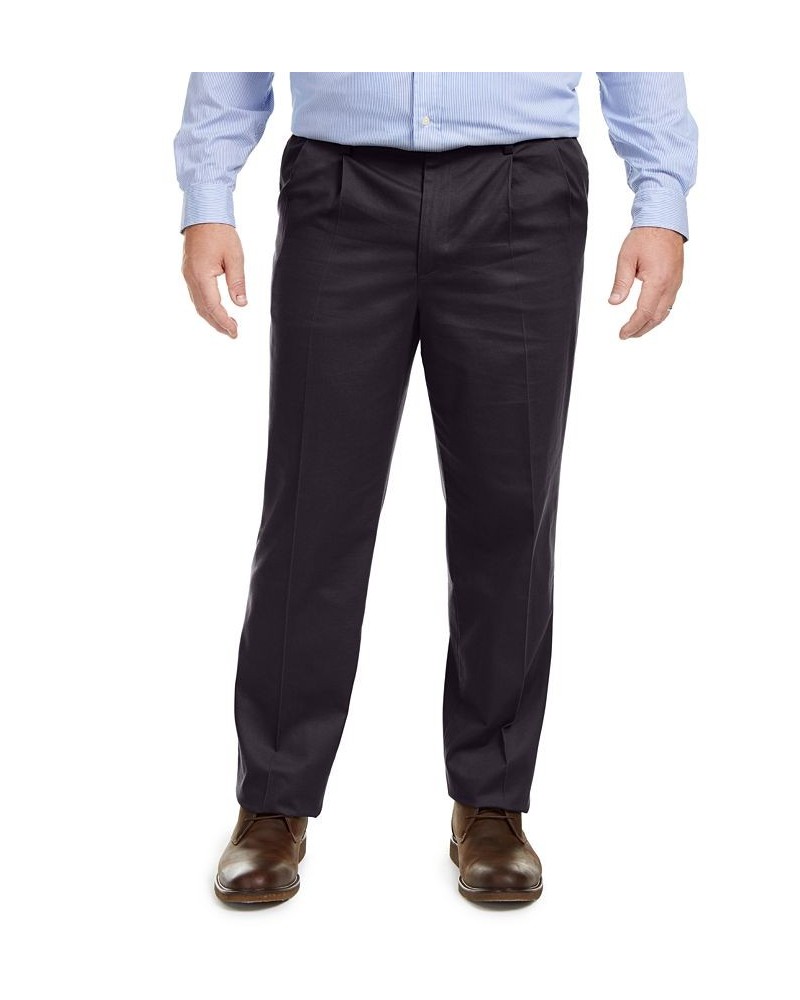 Men's Big & Tall Signature Lux Cotton Classic Fit Pleated Creased Stretch Khaki Pants Blue $34.79 Pants