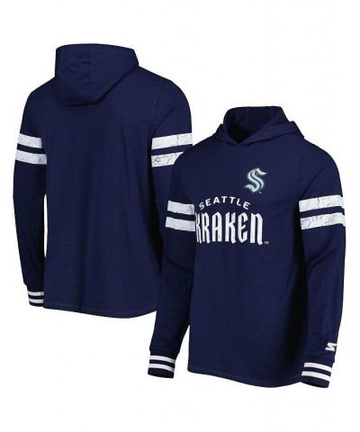 Men's Navy Seattle Kraken Offense Long Sleeve Hoodie T-shirt $22.00 T-Shirts