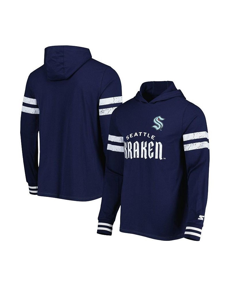 Men's Navy Seattle Kraken Offense Long Sleeve Hoodie T-shirt $22.00 T-Shirts