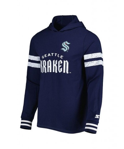 Men's Navy Seattle Kraken Offense Long Sleeve Hoodie T-shirt $22.00 T-Shirts