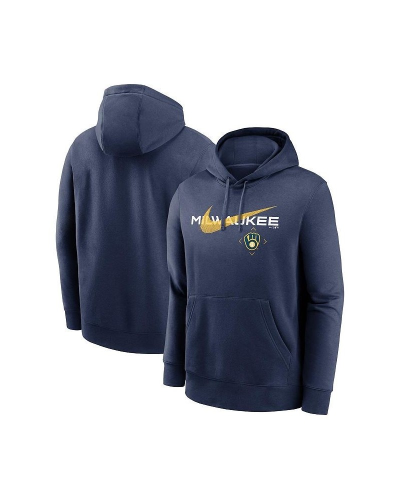 Men's Navy Milwaukee Brewers Swoosh NeighborHOOD Pullover Hoodie $46.74 Sweatshirt