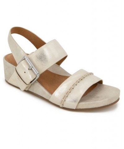 Women's Giulia Two Band Wedge Sandals White $54.59 Shoes