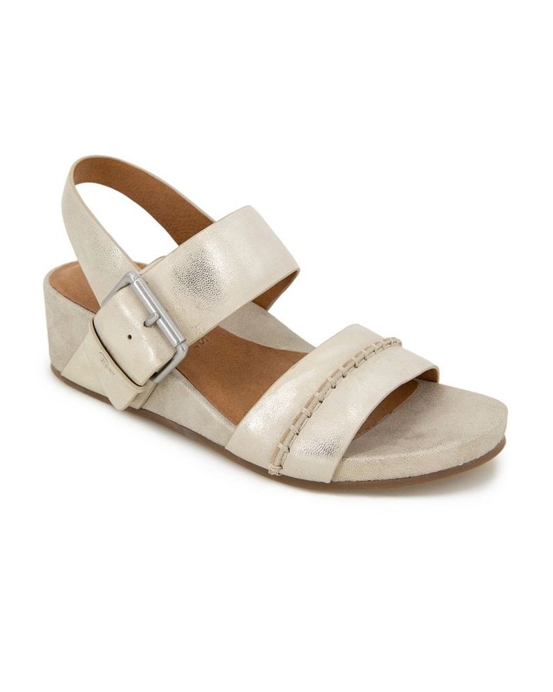 Women's Giulia Two Band Wedge Sandals White $54.59 Shoes