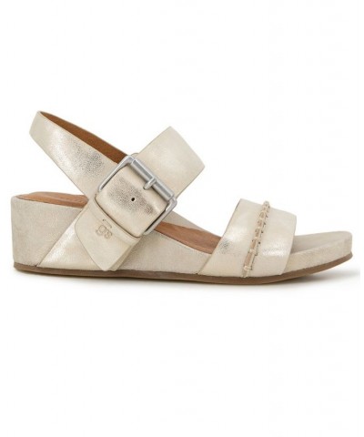 Women's Giulia Two Band Wedge Sandals White $54.59 Shoes