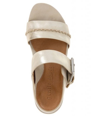 Women's Giulia Two Band Wedge Sandals White $54.59 Shoes