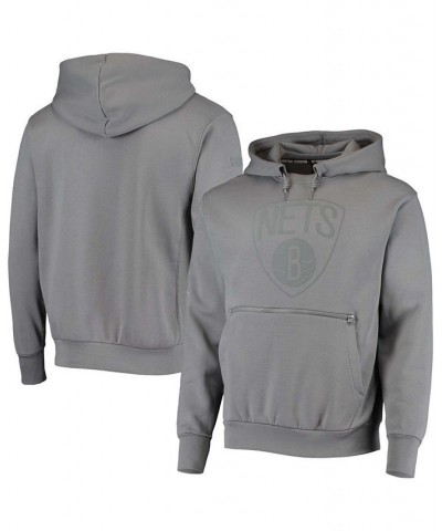 Brand Men's Gray Brooklyn Nets Statement Edition Courtside Pullover Hoodie $33.11 Sweatshirt