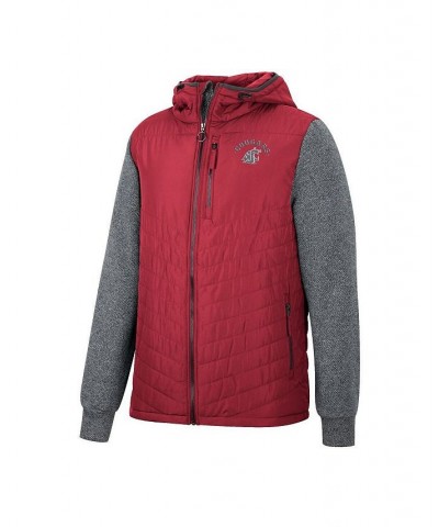 Men's Crimson, Charcoal Washington State Cougars Course Herringbone Full-Zip Hoodie $36.90 Jackets