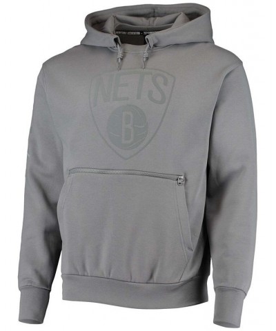 Brand Men's Gray Brooklyn Nets Statement Edition Courtside Pullover Hoodie $33.11 Sweatshirt