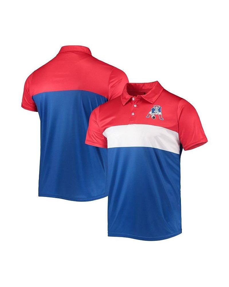 Men's Red, Royal New England Patriots Retro Colorblock Polo Shirt $28.31 Polo Shirts