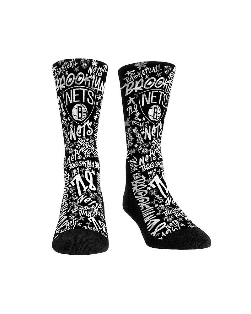 Men's and Women's Socks Brooklyn Nets Graffiti Crew Socks $14.40 Socks