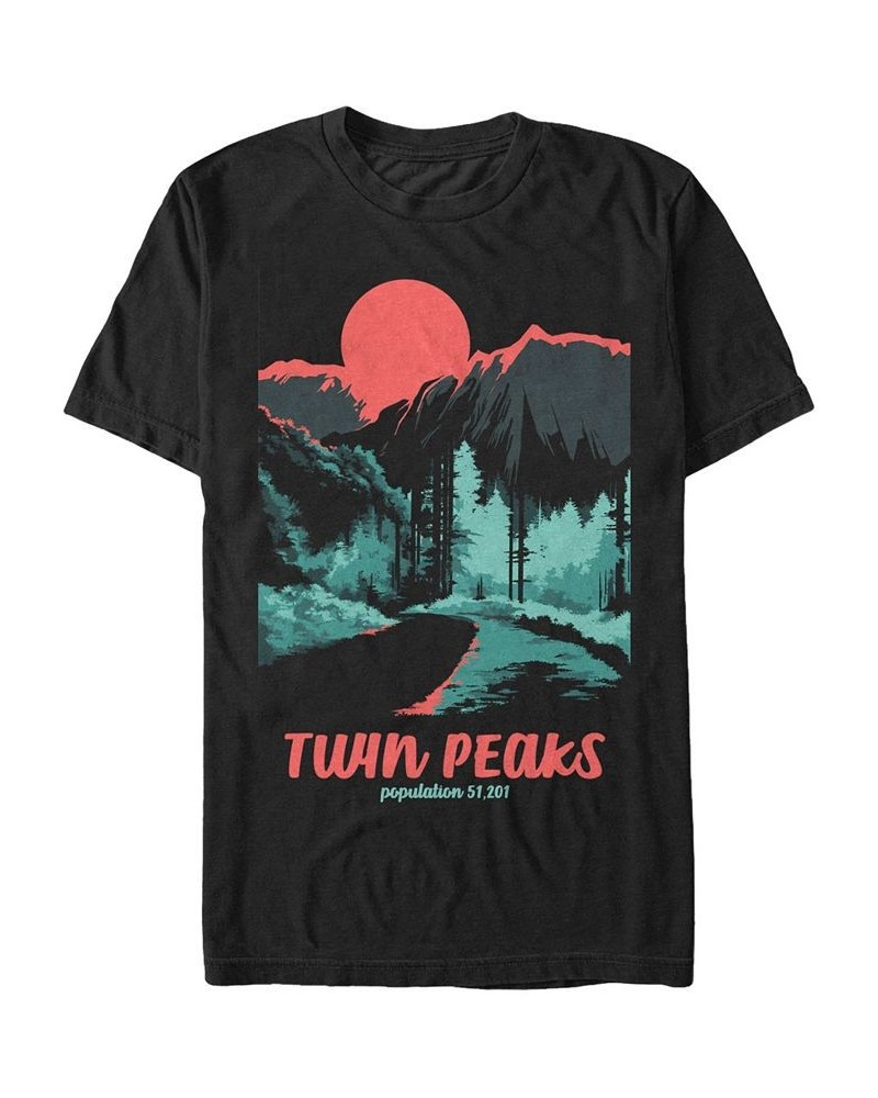 Twin Peaks Men's Tonal Color Pop Park Short Sleeve T-Shirt Black $15.40 T-Shirts