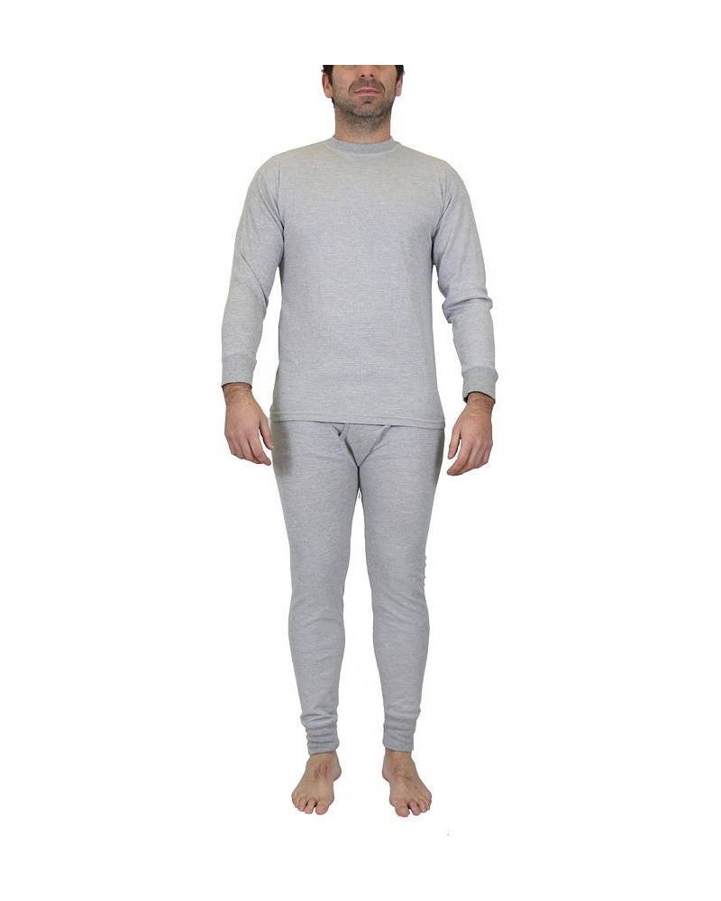 Men's Winter Thermal Top and Bottom, 2 Piece Set Heather Gray $21.07 Undershirt