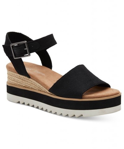 Women's Diana Flatform Wedge Sandals Black Heavy Canvas $35.60 Shoes