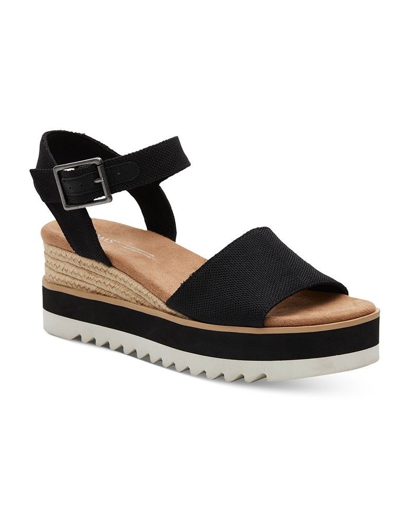 Women's Diana Flatform Wedge Sandals Black Heavy Canvas $35.60 Shoes