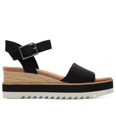 Women's Diana Flatform Wedge Sandals Black Heavy Canvas $35.60 Shoes