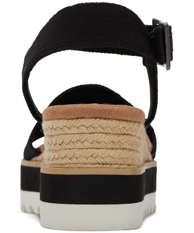 Women's Diana Flatform Wedge Sandals Black Heavy Canvas $35.60 Shoes