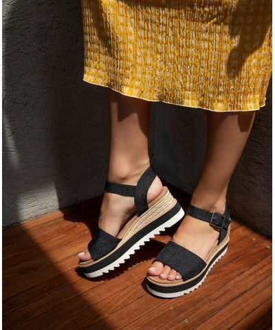 Women's Diana Flatform Wedge Sandals Black Heavy Canvas $35.60 Shoes